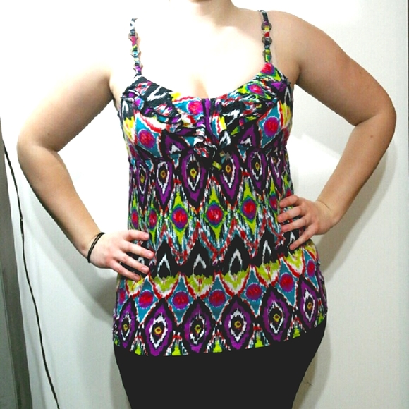 NWOT Colorful Tribal Azteca boho style tank top - Picture 4 of 4
